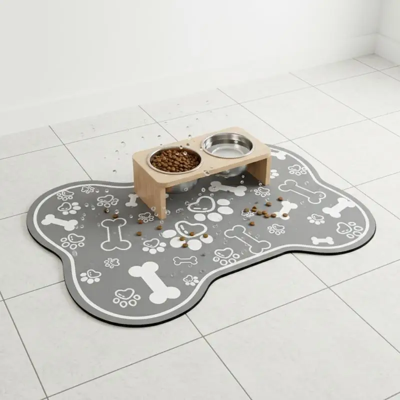 Waterproof Absorbent Placemat For Pet Food and Water Bowl Diatomaceous Mud Non Slip Dining Mat for Home Kitchen Dogs Cats