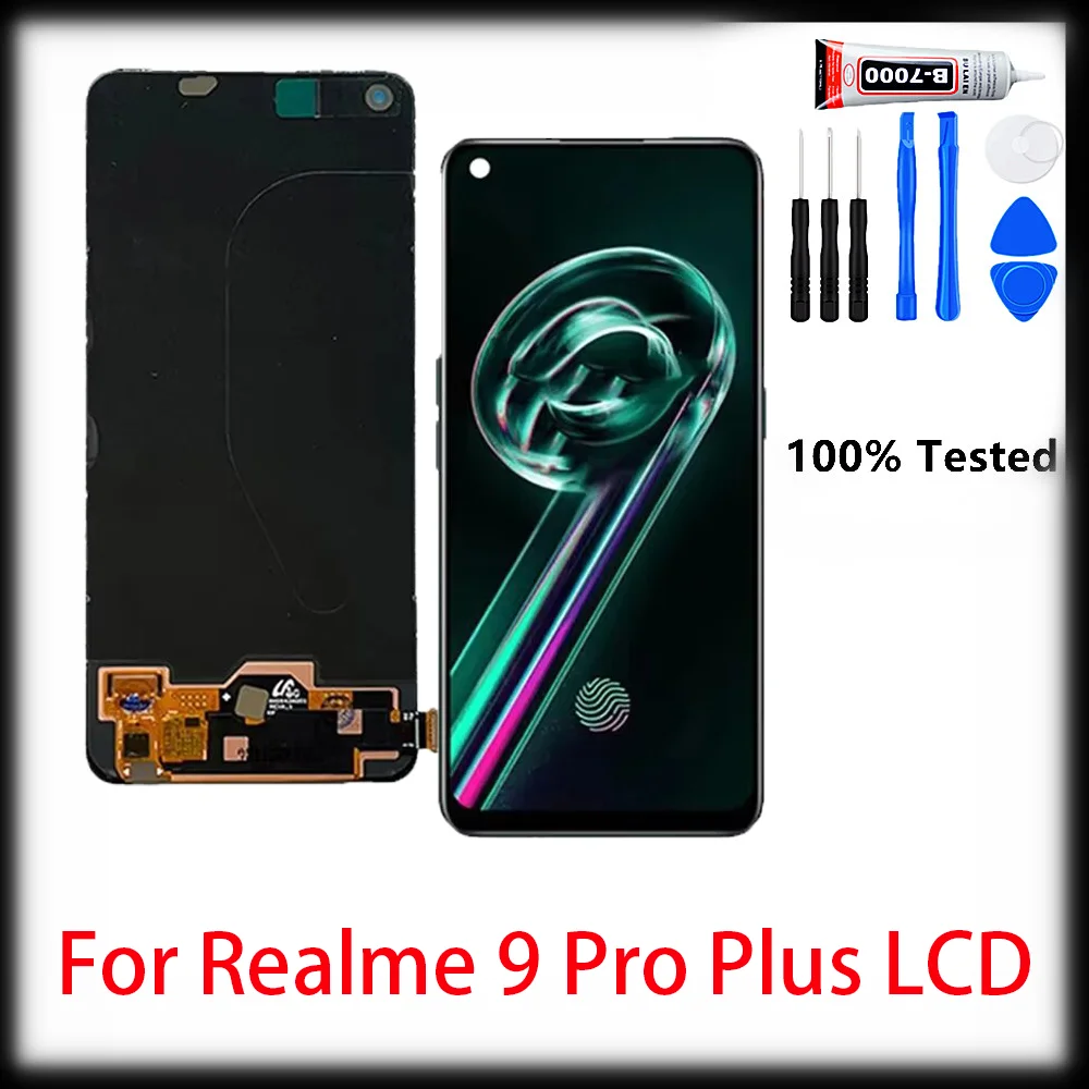 AMOLED  For OPPO Realme 9 Pro+ RMX3392, RMX3393 LCD Display Touch Panel Screen Digiziter For Realme 9 Pro 9Pro Plus Screen Frame