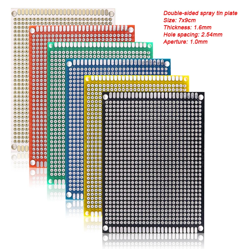 5 teile/satz 6 Farben Leiterplatte Prototyp Platine 2x8cm 3x7cm 4x6cm 5x7cm 7x9cm doppelseitige Leiterplatten DIY elektronische Kit