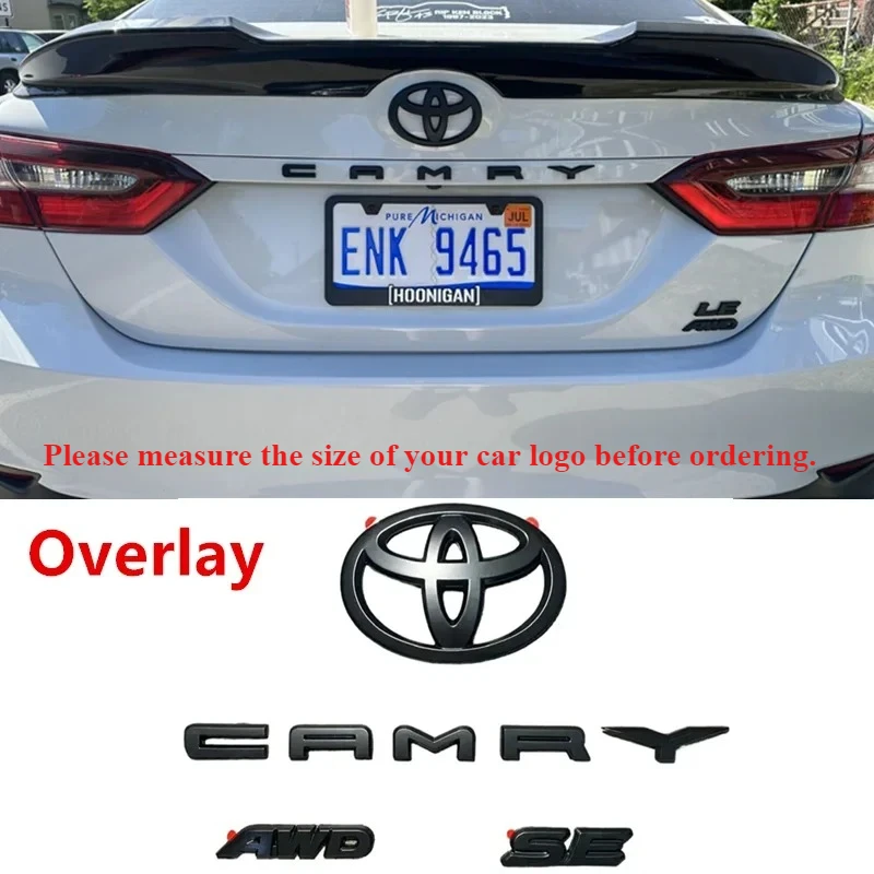 

4 шт., автомобильное покрытие из АБС-пластика, стильный матовый черный значок, задний логотип багажа Toyota 2018-2024 Camry SE AWD: PT948-03191-02, автоаксессуары