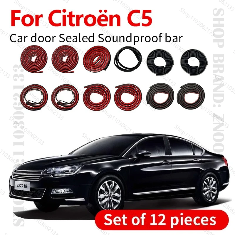 

For 2000-2017 Citroěn C5 Car Door Seal Strip Rubber Double Layer Sealing Protector Soundproof Dustproof Seal Strip 12PCS Set