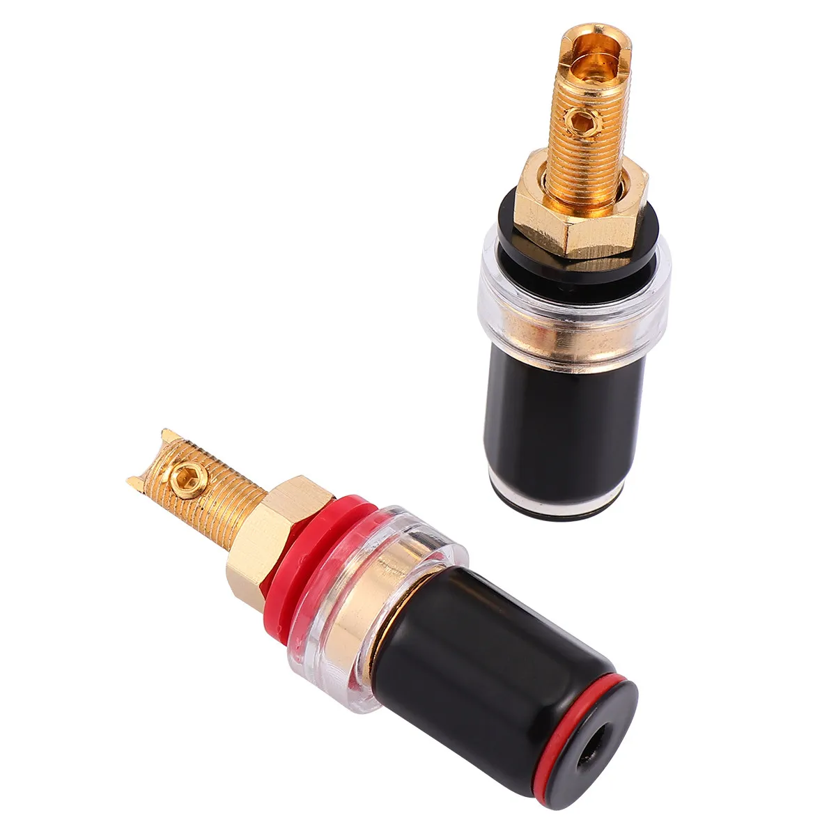 2pcs Solderless Banana Plug Terminal Connectors 4mm Pure Copper Audio Speaker Wiring Adapters Black Red
