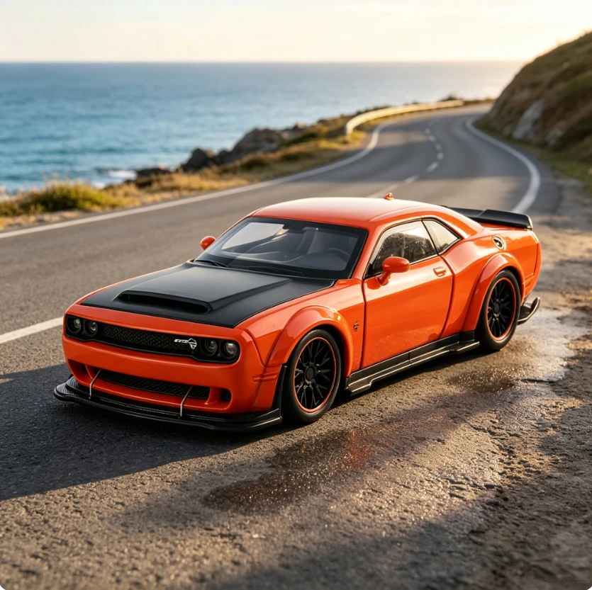 1:32Hellcat Simulation Sports Car Model Sound and Light Pull Back Multi-door Toy Car Ornament Collection Ornament Locomotive Toy
