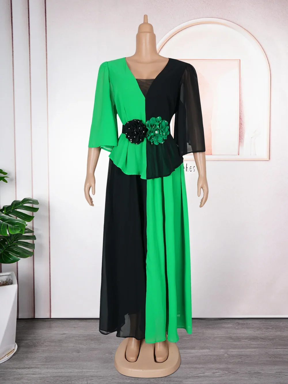 فساتين أفريقية للنساء جديدة مرقعة ملابس أفريقيا مكتب سيدة حفلة مطوي فستان Dashiki أنقرة ملابس رداء قفطان ثوب #6