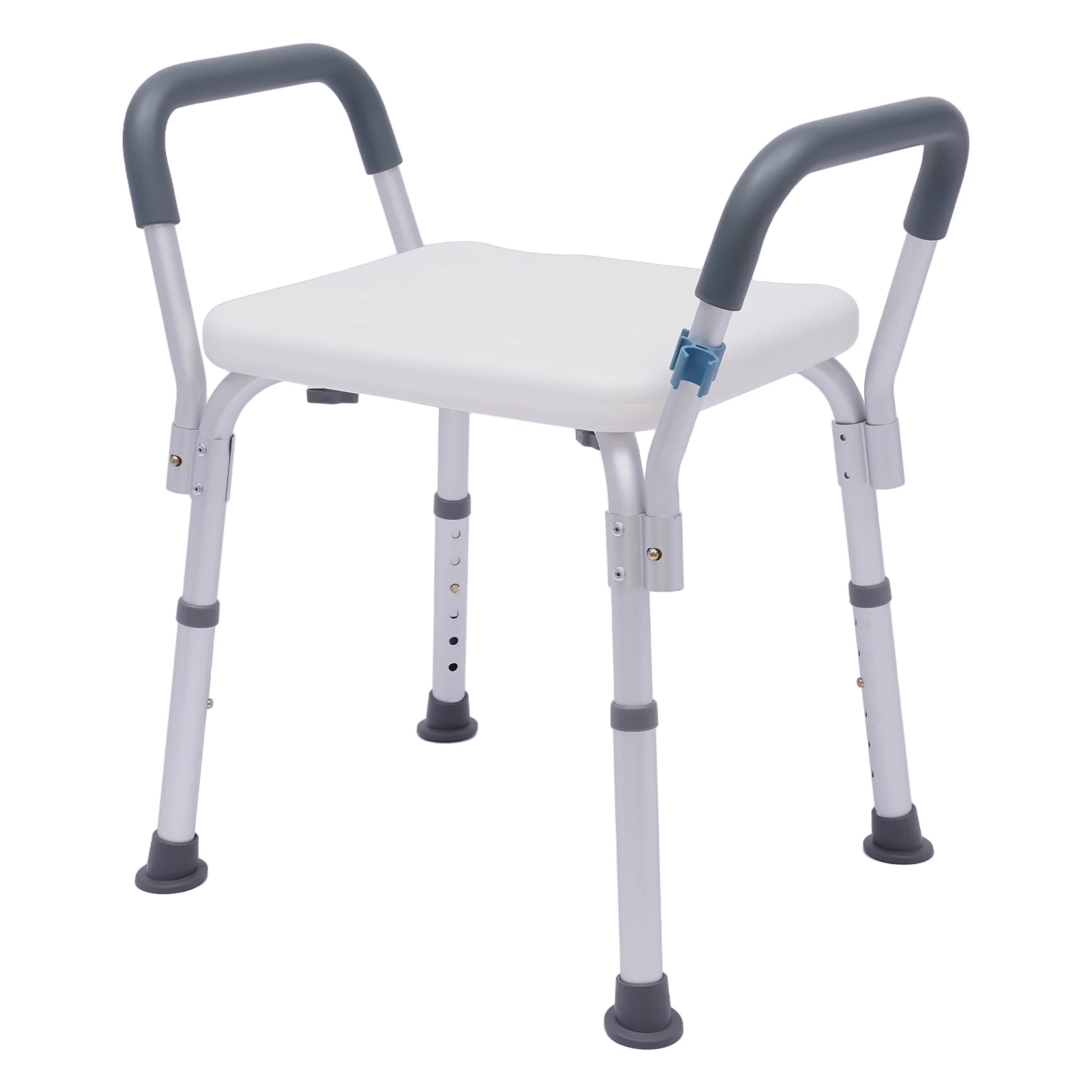 Aluminum Alloy HDPE Shower Chair Seat Adjustable Height for Elderly Disabled 150KG/330lbs Detachable Armrests