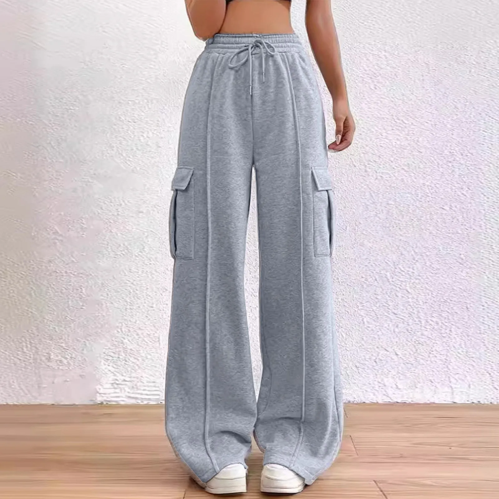 

Sweatpants Women Streetwear Oversized Cargo Pants Harajuku Korean Black Wide Leg Joggers High Waist Pockets Baggy Trousers