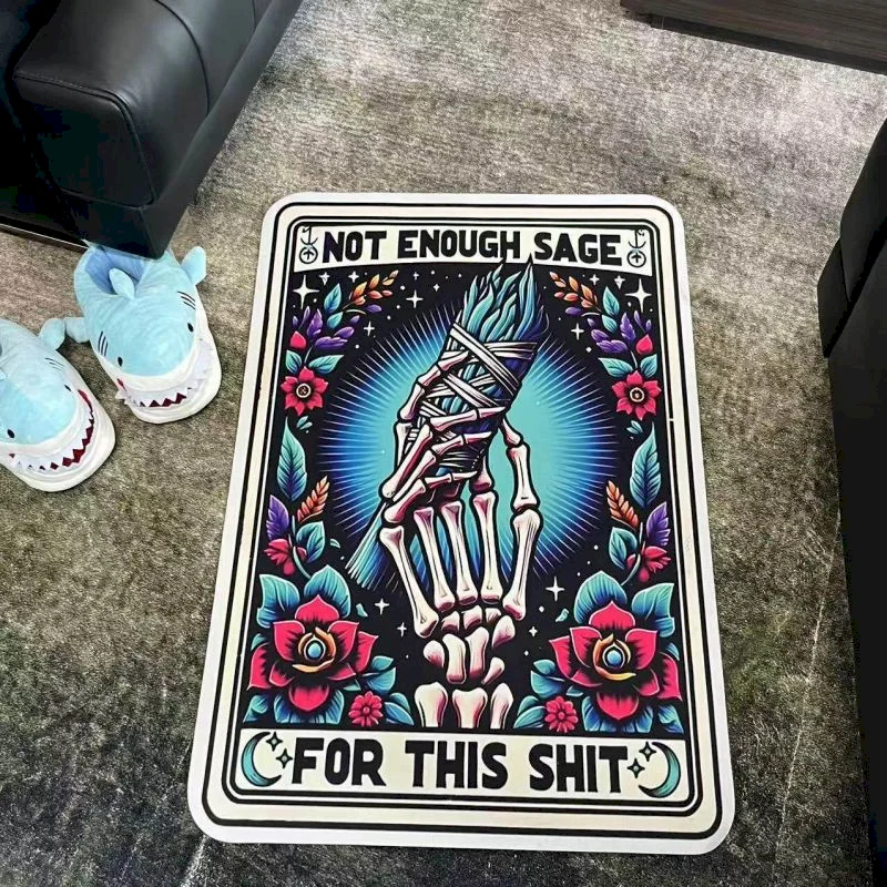 VIKAMA Tarot Card Skeleton Printed Carpet Anti Slip Soft Absorbent Carpet Gothic Retro Art Floor Mat Home Decoration