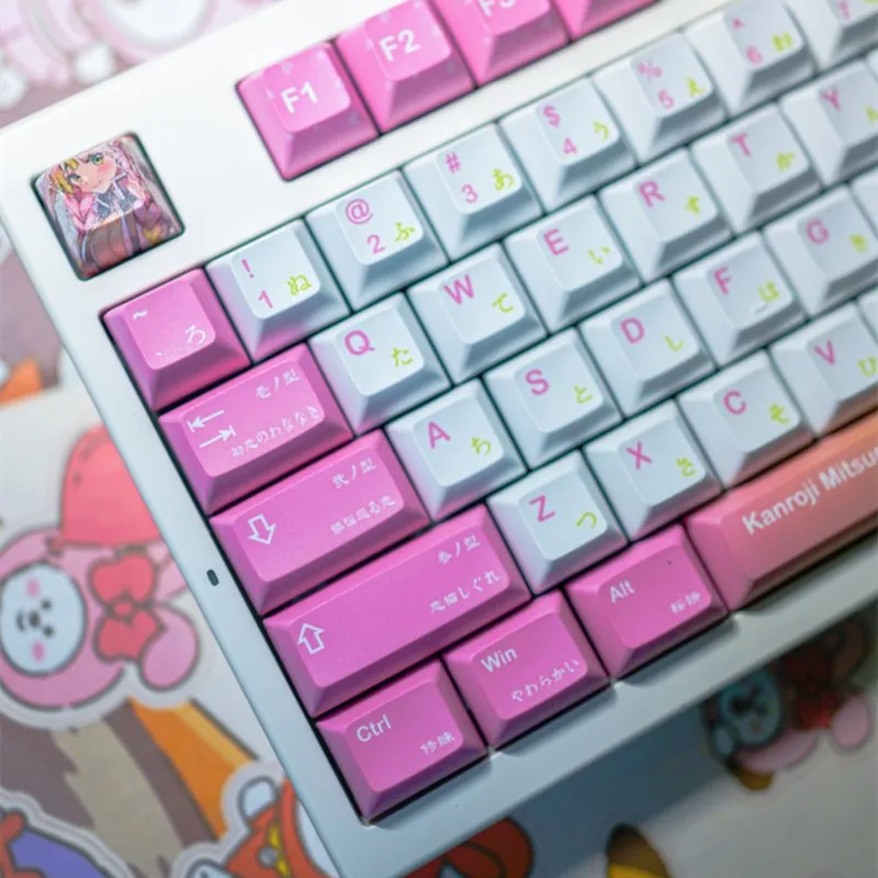 KCA Profile PBT Material Anime Demon Sayler Kanroji Mitsuri Keycaps 140 Keys For Cherry Mx Mechanical Keyboard