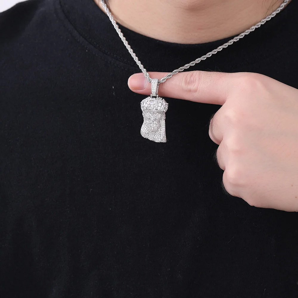 

Ожерелье с портретной подвеской: бронза в стиле хип-хоп и цирконовая цепочка для мужчин