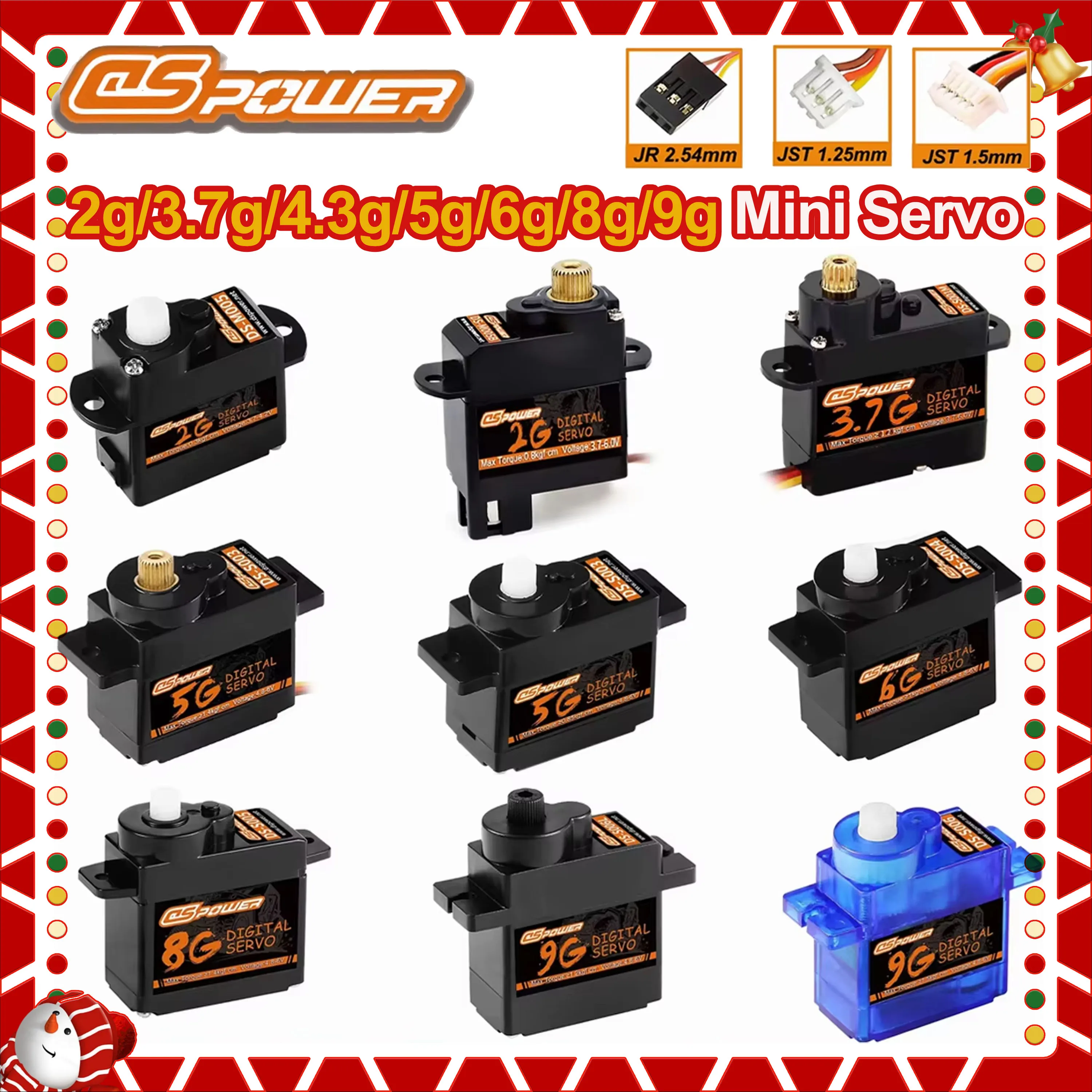 DSPOWER 2g 3.7g 4.3g 5g 6g 8g 9g Kunststoff / Metallgetriebe JR JST Stecker Digital Micro Servo für RC Mini Auto Flugzeug Starrflügler Roboter Spielzeug