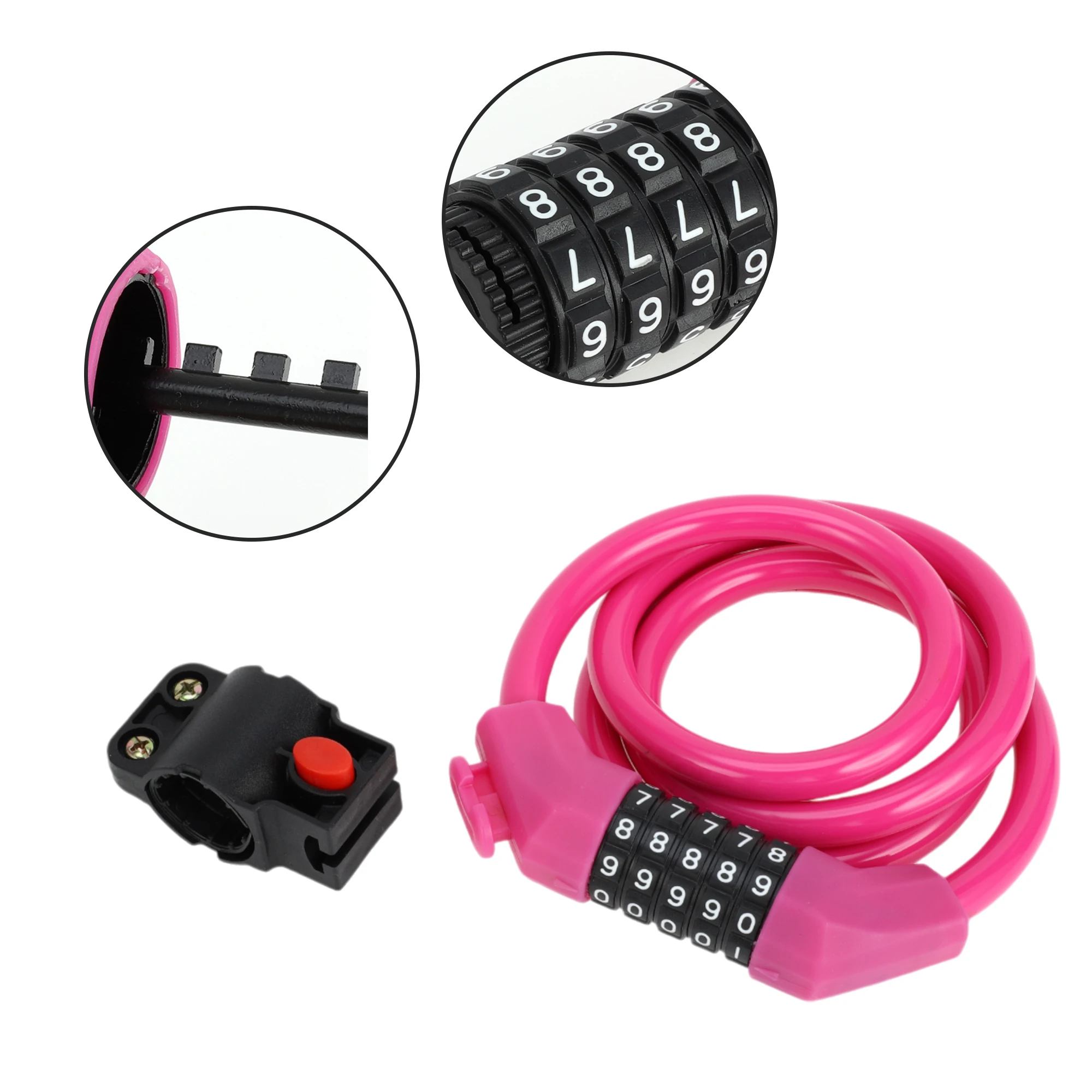 X Autohaux قفل الدراجة/قفل سلسلة الدراجة القابل للتعديل 5 أرقام قفل كابل الدراجة القابل لإعادة الضبط سبائك الزنك ABS PVC 133 سم / أرجواني #1