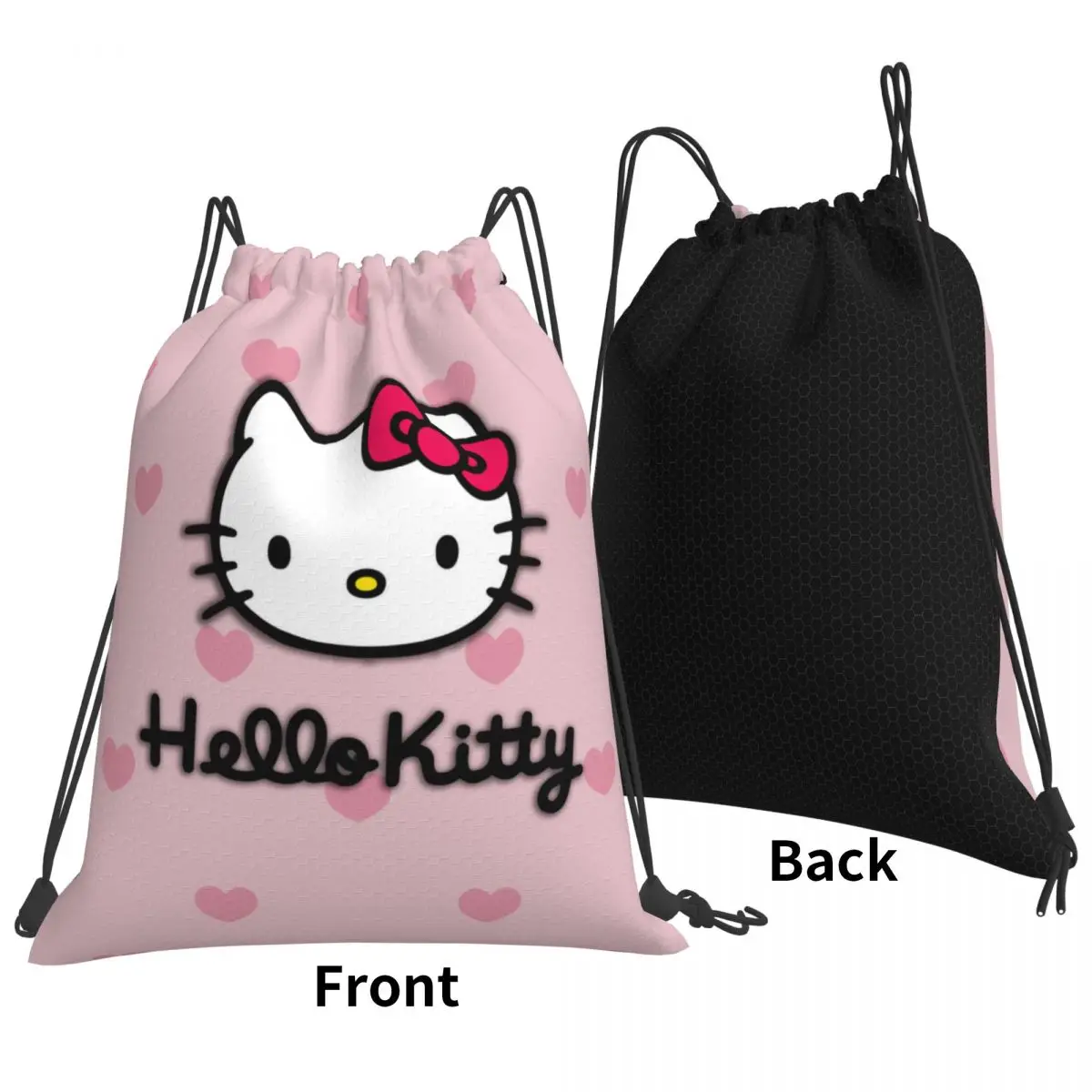 Custom Pattern Logo Drawstring Bag Hello Kitty Travel Backpack Student Storage Bag School Bag  ꦫ