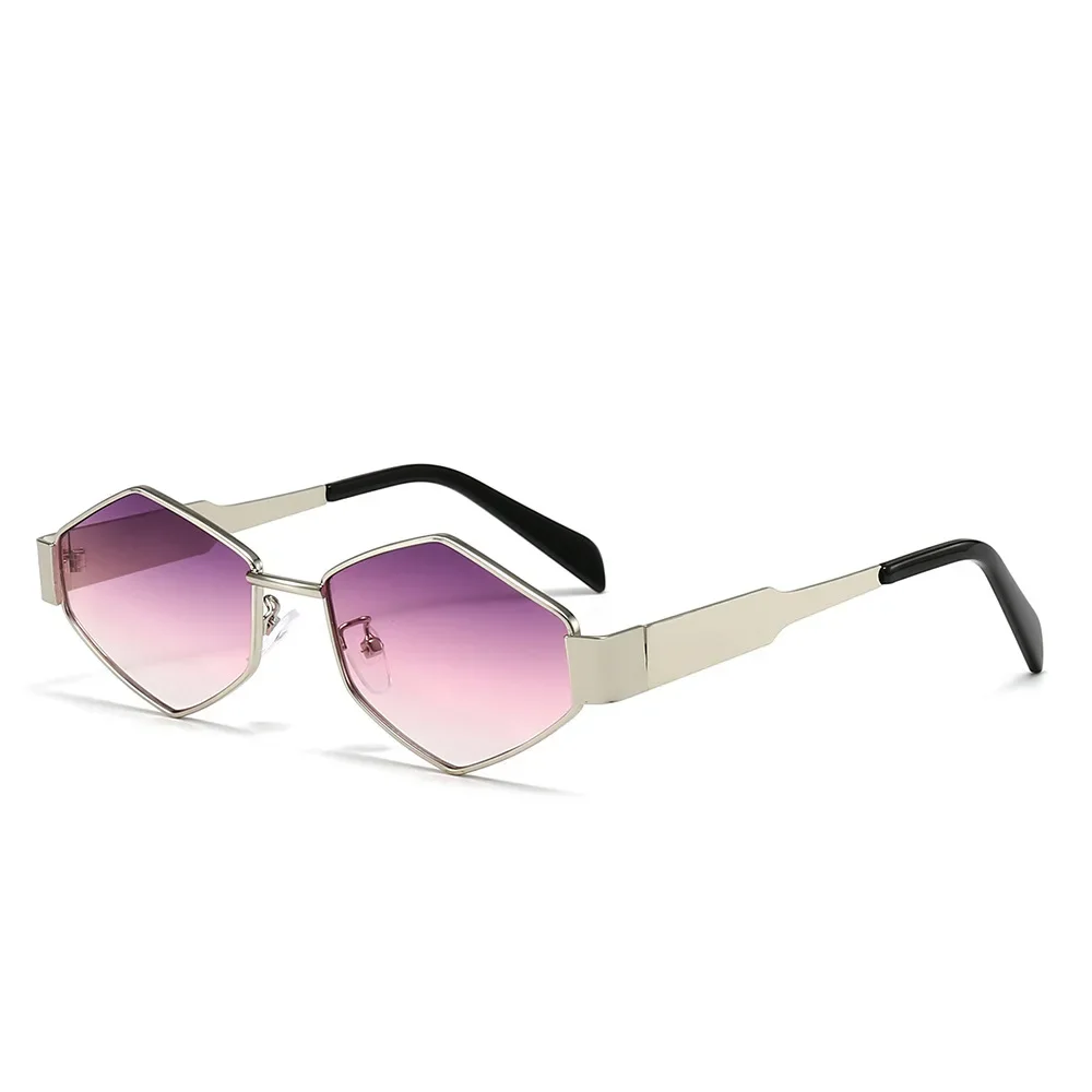 Fashion Polygonal Diamond Shaped Metal Sunglasses for Women