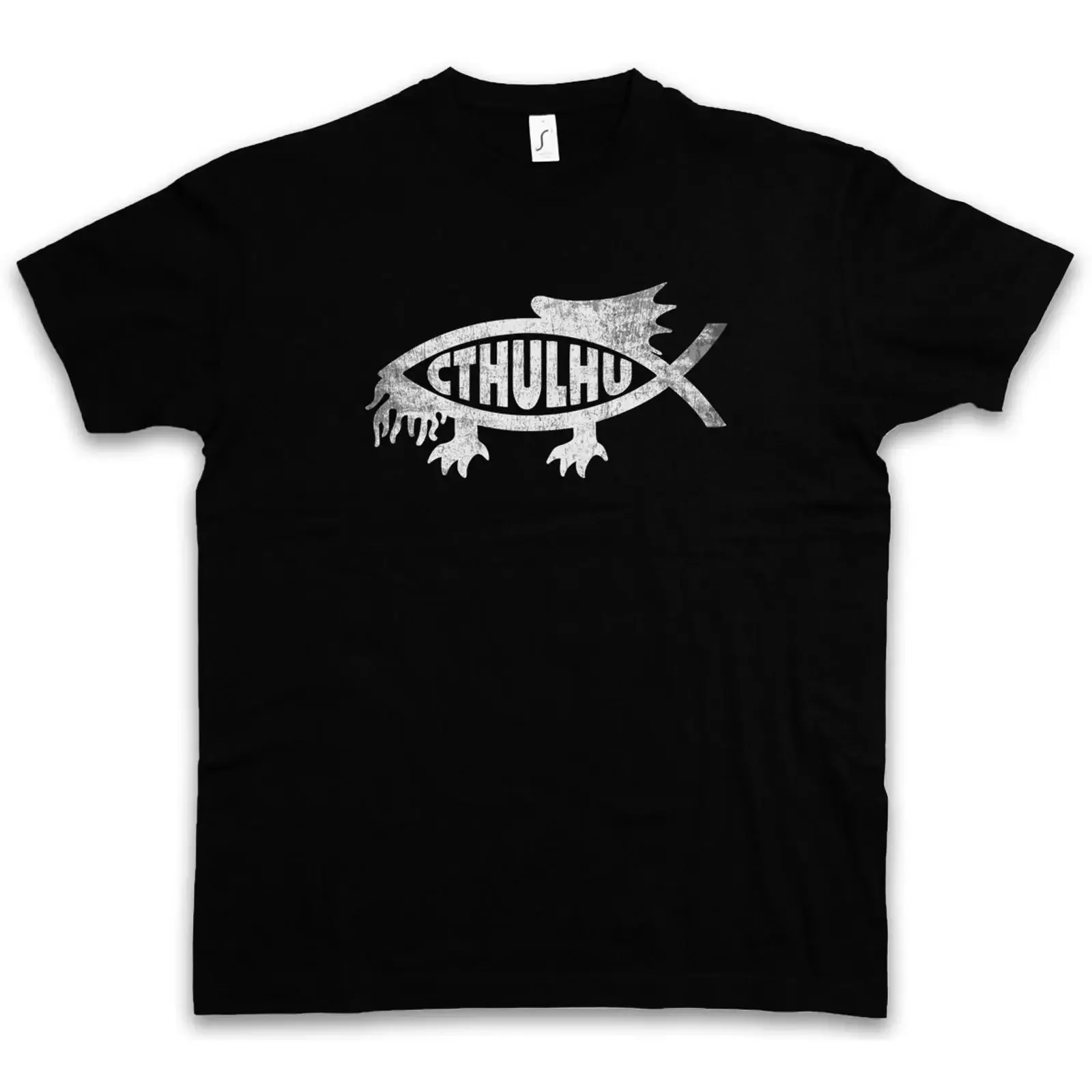 CTHULHU FISH T SHIRT Ichtys Miskatonic Dämon Deamon Insmouth Marsh Dunwich vintage Washed Versatile designer clothes Unisex