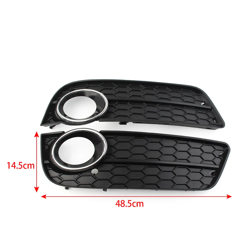 1Pcs Left/Right Car Front Bumper Fog Light Grille Cover With Chrome Ring For Audi A5 2008 2009 2010 2011