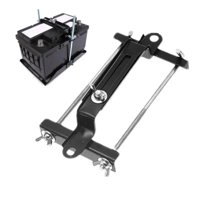 Battery Hold Down Bracket Thickened Car Battery Holder Crossbar Metal Iron Construction Bolts Included Space-Saving Battery