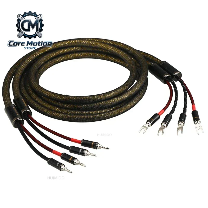 Pair Audiophile Pure Silver Speaker Cable 2*2.5mm² HiFi Audio Amplifier Loudspeaker Wire Carbon Fiber Y To Banana Plug