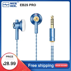 NiceHCK EB2S PRO 3.5/4.4mm Balanced Plug Bass Vocal Music Earphone Flat-Head Earbud 15.4mm Dynamic HIFI Wired Microphone Headset