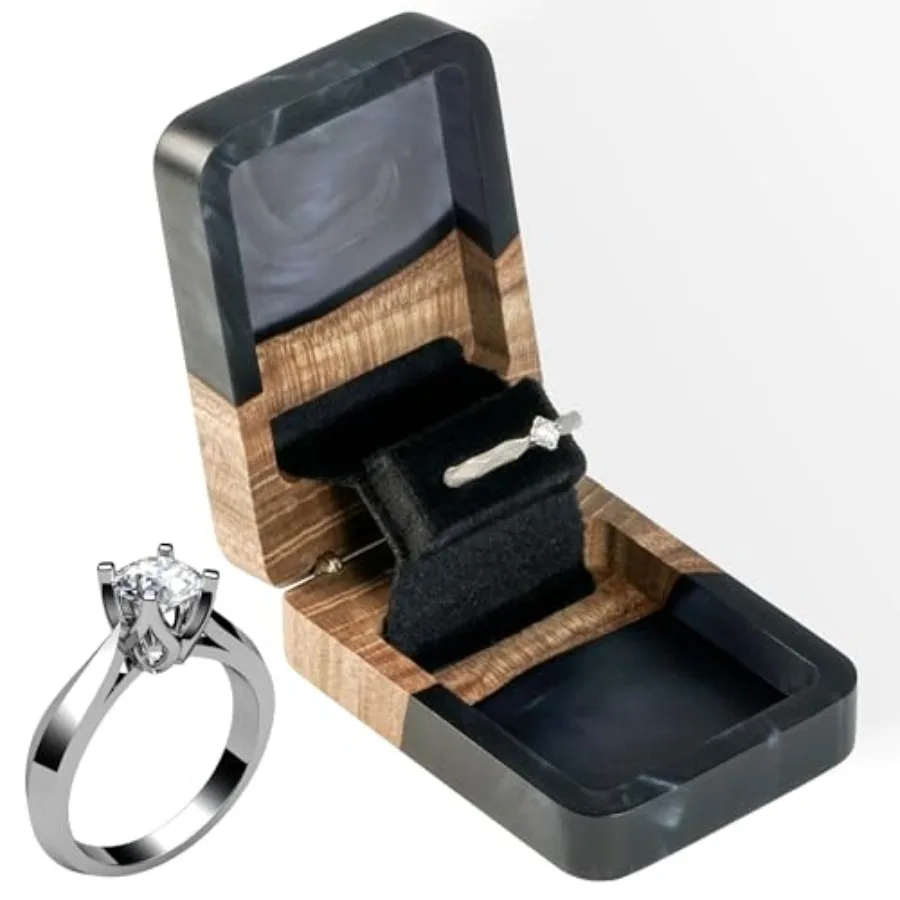 

Тонкая коробка для обручальных колец для предложение. Уникальный держатель обручального кольца и витрина для ювелирных изделий. Органайзер для ювелирных изделий для путешествий. Кольцо Bea.