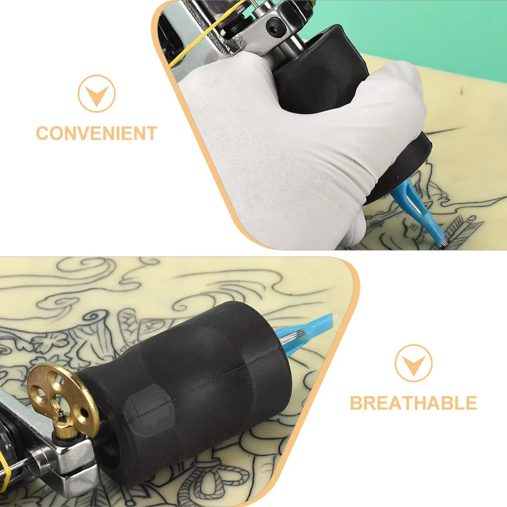 

Thick 34mm Black Silicone Handle Cover Shockproof Anti-slip Durable Tattoo Grip Sleeve For Pen Suitable Home Salon Use