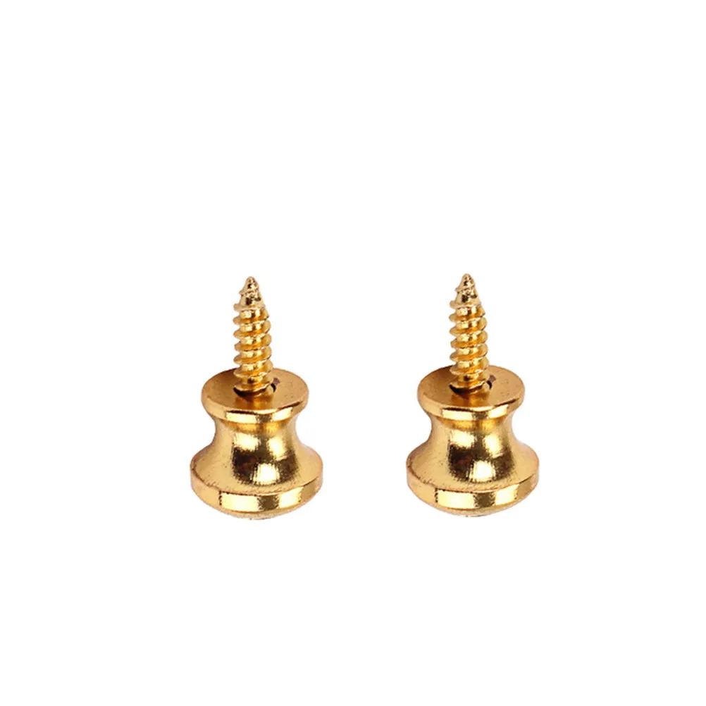Guitar Strap Locks 2 Pack Gold Solid Steel Secure Fastening Anti Slip Buttons for Electric Bass Guitar