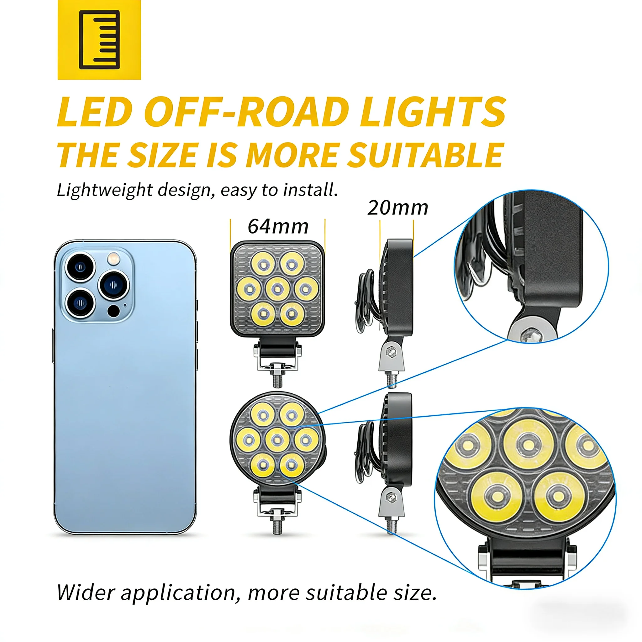 مصباح سيارة مستدير، 4.4 بوصة، ضوء عمل، مناسب لمعظم المركبات، مثالي لسيارات الدفع الرباعي والشاحنات و4x4s وغيرها من المركبات على الطرق الوعرة. #4