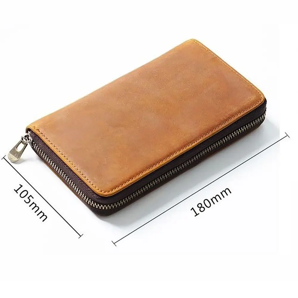 Portable Cowhide Leather Pencil Case Mesh Storage Space Zipper Pen Bag Elastic Pen Insertion Waterproof Pen Pouch Student Gift