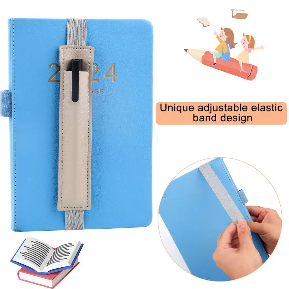 Suporte de caneta resistente ao desbotamento, suporte de caneta destacável, elástico, manga única para revistas, notebooks e fichários