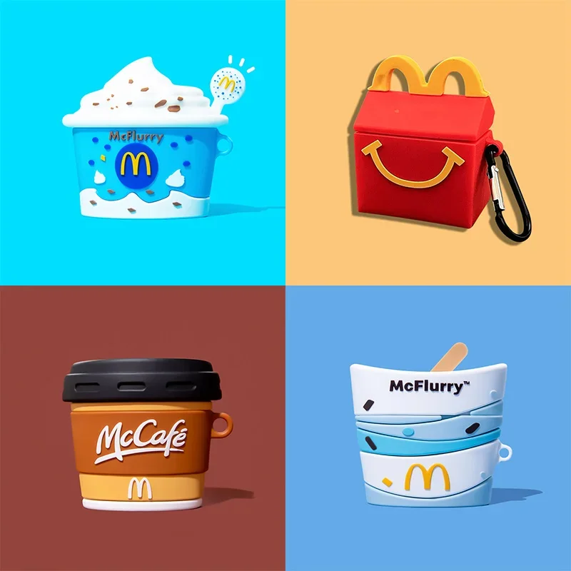 3D Coffee Ice Cream Cover for AirPods 4 Case Cartoon Cute Earphone Case for AirPods Pro 2 Charging Cover Silicone Soft Cover