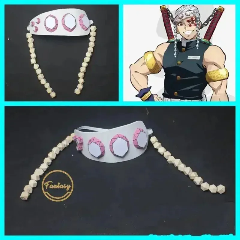 Uzui Tengen Headwear Cosplay Prop Headband Kimetsu No Yaiba Accessories Halloween Cosplay Costumes H3587 Coszei