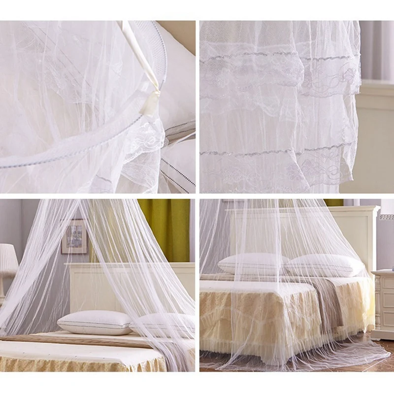 Hot Mosquito Net For Bed, King Size Bed Canopy Hanging Curtain Netting, Princess Round Hoop Sheer Bed Canopy For All