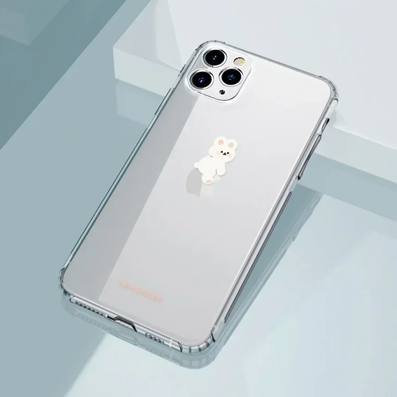Funny Cute Bear Bunny Paired Couple Phone Case For iPhone 13 15 14 12 11 16 Pro Max 12 Mini XS XR SE 8 Plus Fundas Covers