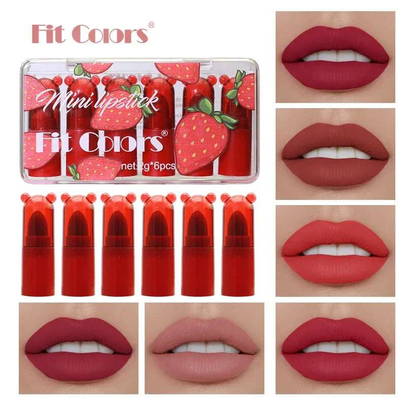 Fit Colors 6 colori Mini set trucco multifunzione Velluto Rossetto opaco Fard Perla Ombretto Cosmetico idratante a lunga durata