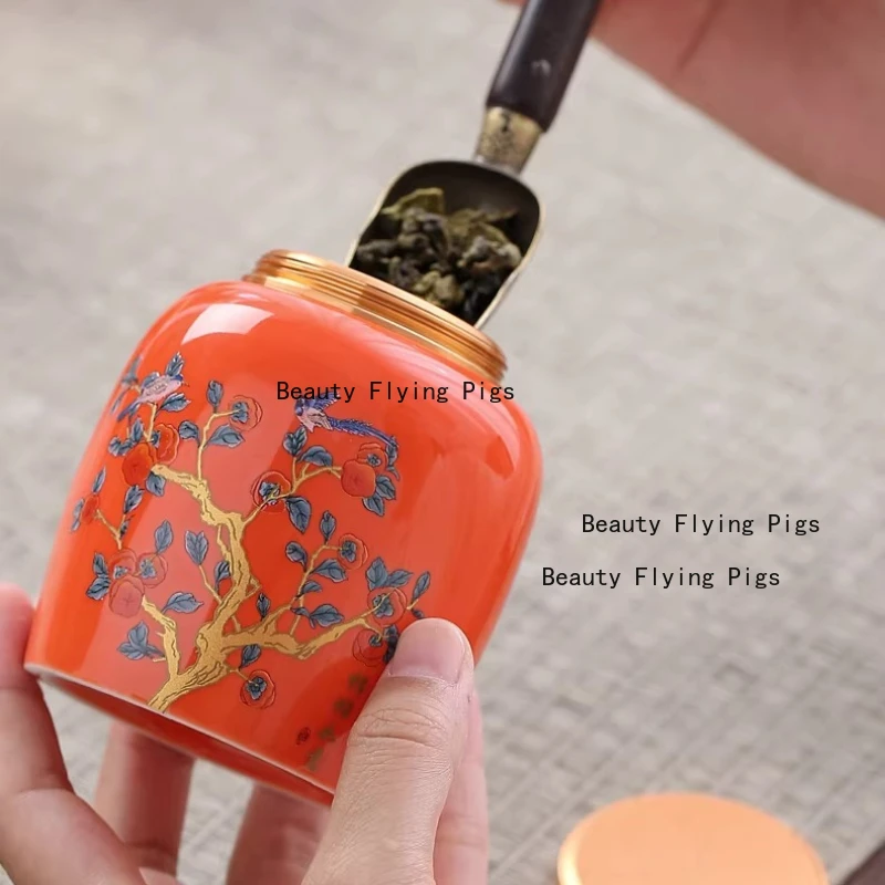 1pc Ceramic Tea Caddy with Lid Jam/powder/ointment Sealed Jar Facial Mask Powder Can Lipstick Pot Tea Ceremony Accessories