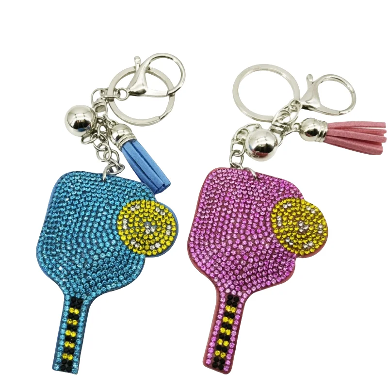Neuer pinker Strass-Pickleball-Schlüsselanhänger für Sportliebhaber, Taschen, Geldbörsen, Autoschlüsselanhänger, süßer Mini-Pickleball-Schlüsselanhänger, Geschenke – Detail 1