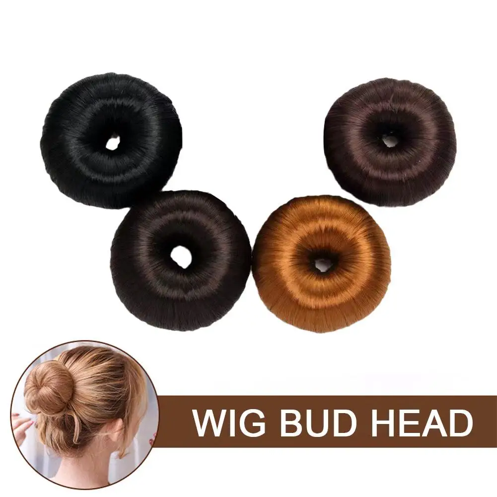 Wig bunga Bud kepala keriting rambut sintetis, alat rambut pengeriting donat tali rambut ekor kuda, putaran rambut ajaib wanita