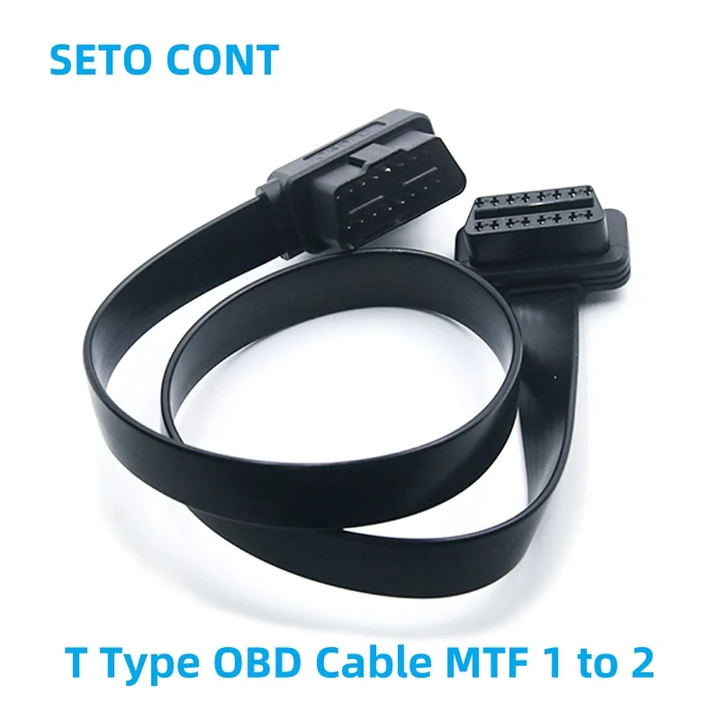 60 CM Low Profile  J1962 Flat OBD Cable Splitter Male to Female OBD2 Extension Adapter 16 Pin 16 Core for Auto Diagnostic Tool