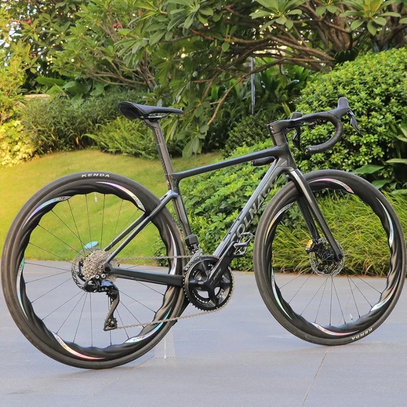 Carbon Fiber Muscle Wheel Mid-lock Disc Brake Road Bike 60T Ratchet Hub Pillar Cooperates Spokes Bicycle Wheel Bicycle Parts