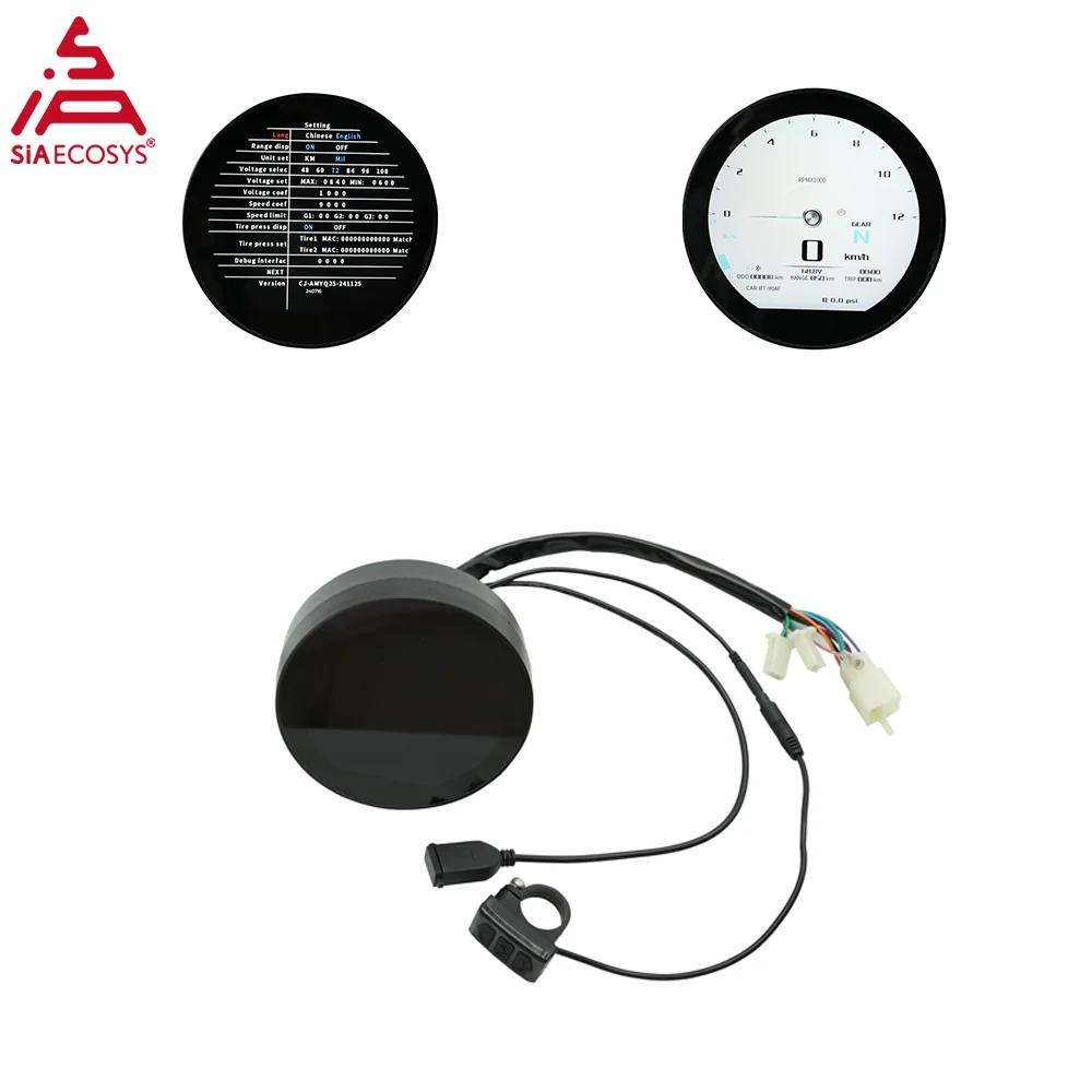 SiAECOSYS New Arrival 3.6inch TFT SCJ3622-A Speedometer CAN and One-Lin Version for Electric Motorcycle Round Adjustable Display