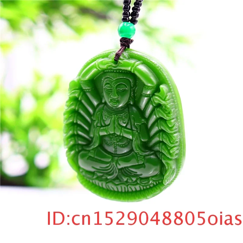 

Green Jade Guanyin Pendant Necklace for Gifts Women Natural Fashion Amulet Jadeite Carved Charm Men Chinese Jewelry