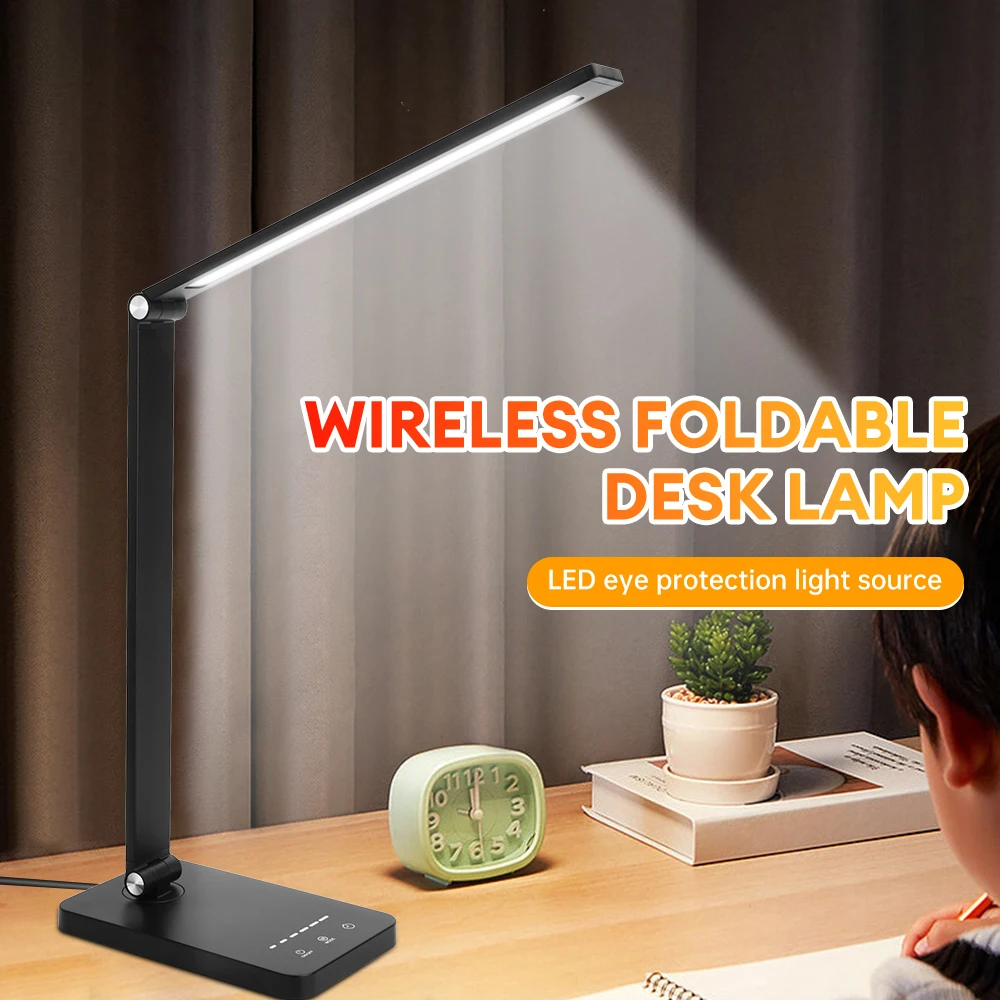 Desk Lamp Dimmable Led Table Lamp Reading Light with USB Charging Port 5 Levels of Dimmable Light Eye-Protection Night Light