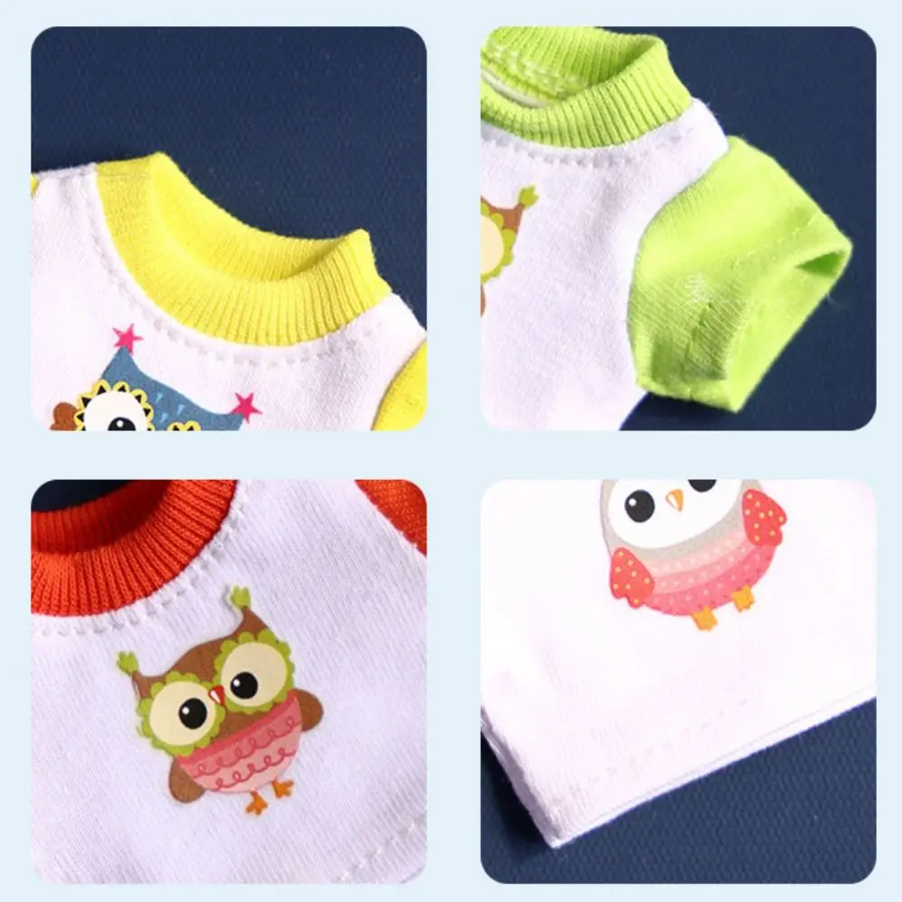 Sudaderas con capucha de muñeca con diseño de búho, camiseta elástica de estilo a la moda, Mini ropa de dibujos animados, accesorios de juguetes DIY para muñecos de peluche de algodón de 10cm