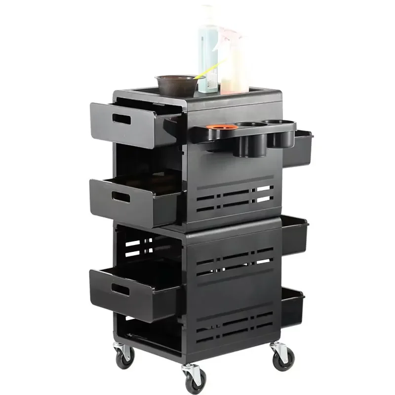 Cross-border Multifunctional Hairdressing Tool Cart Stainless Steel Material Movable Rotatable Barber Shop
