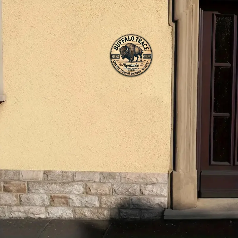 لافتة معدنية مسطحة ثنائية الأبعاد من الجاموس كنتاكي بوربون - لوحة فنية جدارية كلاسيكية من الألومنيوم، ديكور مقاوم للماء ومقاوم للبهتان #5