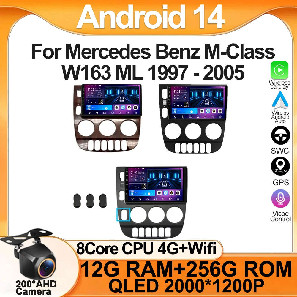 

For Mercedes Benz M-Class W163 ML 1997-2005 Carplay Auto Screen Wireless Android Auto Car Intelligent Systems AutoMotive 8 Core