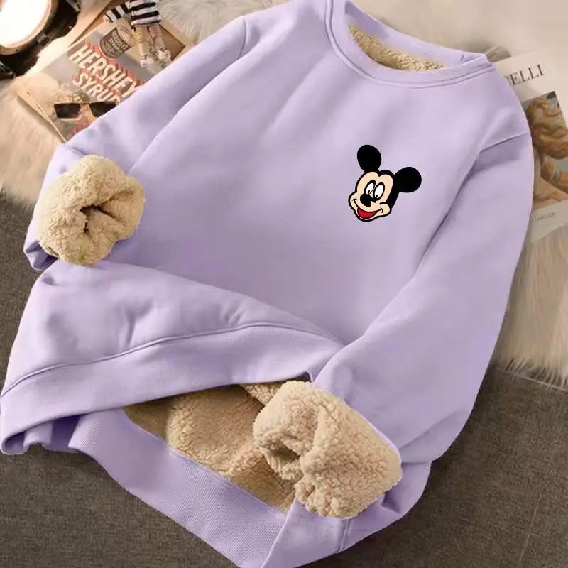 Spring 2023 Dark Green Plush Thickened Sweater for Men and Women Autumn Winter Top Children\'s Mickey Cartoon Coat