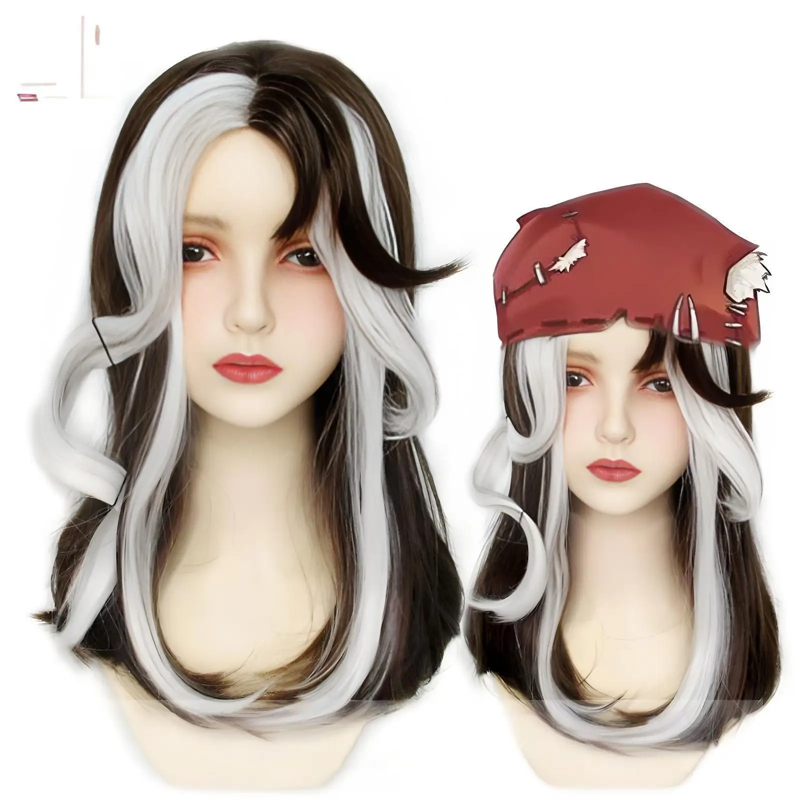 

Identity V Barmaid Default Skin Streaked Brown and White Cosplay Wig