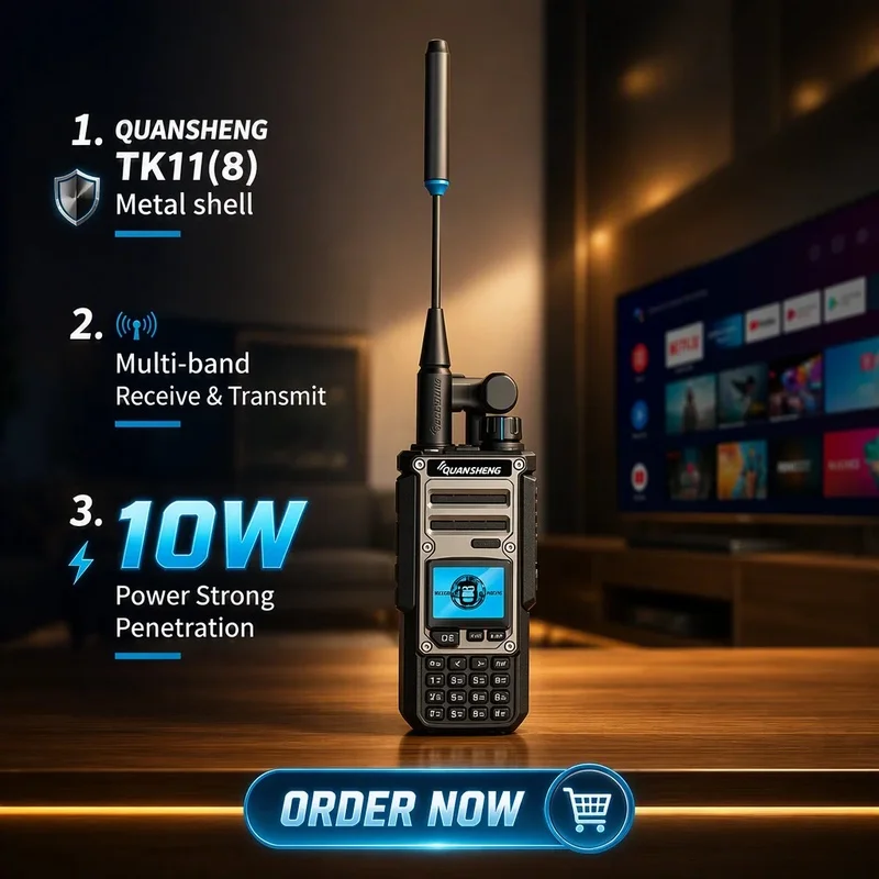 Quansheng TK11(8) 3000mAh Big Battery Capacity 10W High Power Analog Air Band Amateur Radio Walkie Talkie with 10KM Range