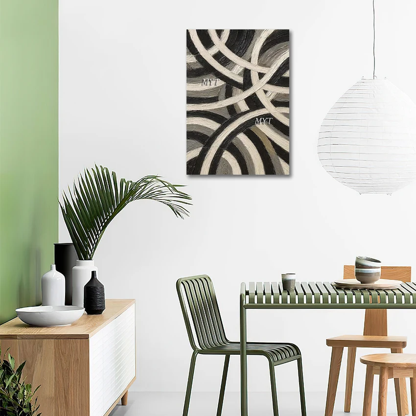 

Линейный текстурированный дизайн, художественная стена, украшение спальной комнаты, современные абстрактные картины маслом, безрамная картина, произведения искусства ручной работы