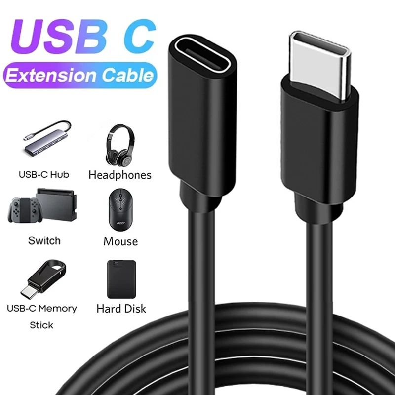 Type C Extension Cord USB C Male to Female Extensions Cable Extensor Charger Wire Connector Extended Cables For Video Laptop